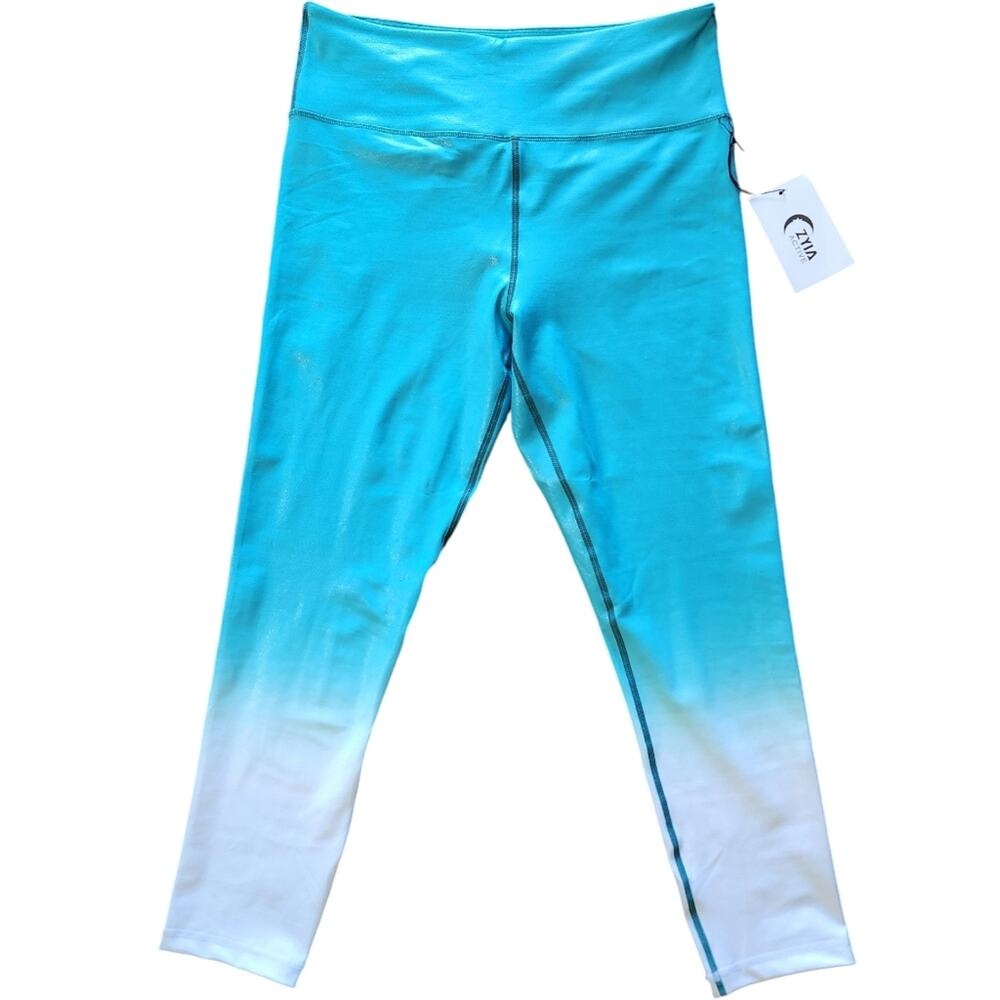 ZYIA Light n Tight leggings teal venom ombre metallic hi rise size 14 - 16